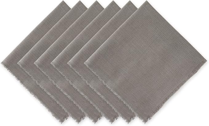 DII Everyday Collection, Fringed Solid Tabletop, Napkin Set, 6 Piece by DII