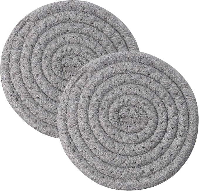 Round Drink Coasters Cotton Woven Absorbent Bar Coasters Housewarming Gift by PPhtony