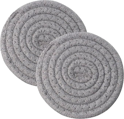Round Drink Coasters Cotton Woven Absorbent Bar Coasters Housewarming Gift by PPhtony