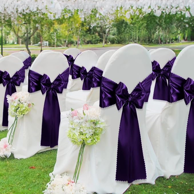 VACVELT Purple Satin Table Runners, 12x72 Inch, 2 Pack, Scalloped Edge | Silky - Image 4