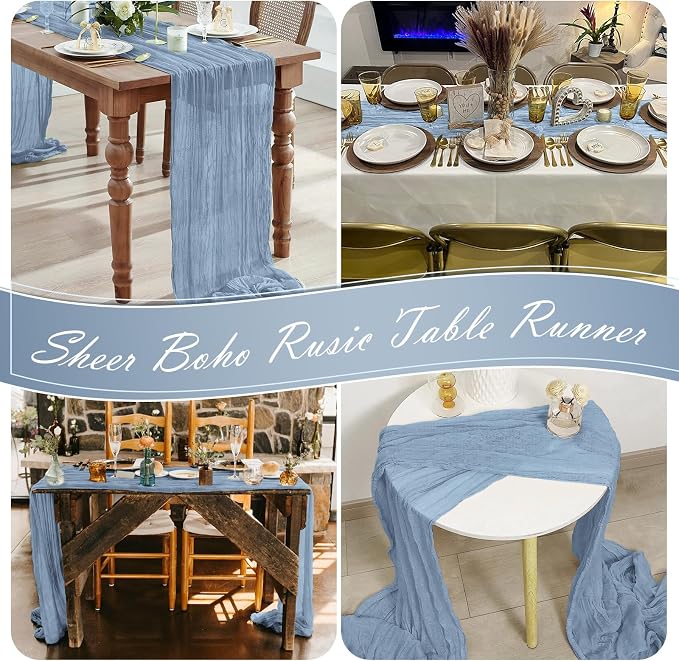 30 Pack Dusty Blue Cheesecloth Table Runner 17 x 108 inch Cheese Cloth Table - Image 7