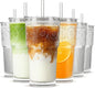 INSETLAN 20oz Ribbed & Floral Glass Tumblers by INSETLAN
