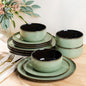 LERATIO Ceramic Dinnerware Sets for 4,12 Pieces Poreclain Plates and Bowls Sets,Scratch Resistant Dishes,Dishwasher & Microwave Safe Dishes Set,Service for 4-Light Geen