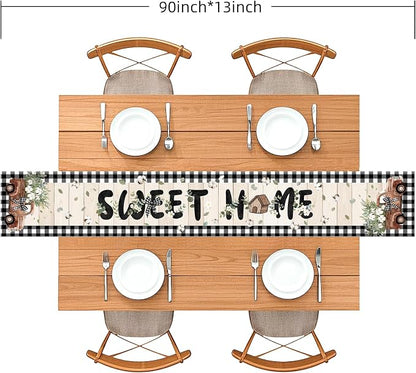 Farmhouse Table Runner, 90 x 13 inches, Rustic Country Decor - Image 3