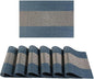 FAVE Placemats Set of 12 Indigo Blue Woven with Gray Placemats Durable and Wipeable Vinyl Place Mats Set 12 for Wedding, Banquet, Birthday, Party, Restaurant Decorations (Indigo Blue, 12"x18"-12PCS)