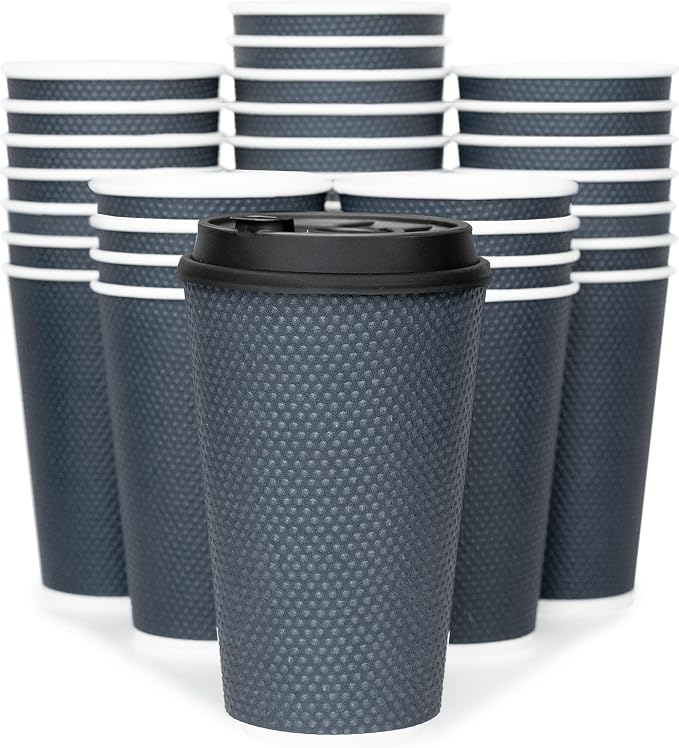 To Go Coffee Cups With Lids - 16 oz Disposable Coffee Cup With Lid. Large Togo by Glowcoast