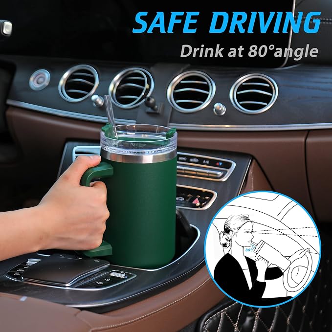 40 oz Tumbler with Handle | Stainless Steel Insulated Tumblers with Lids and - Image 2