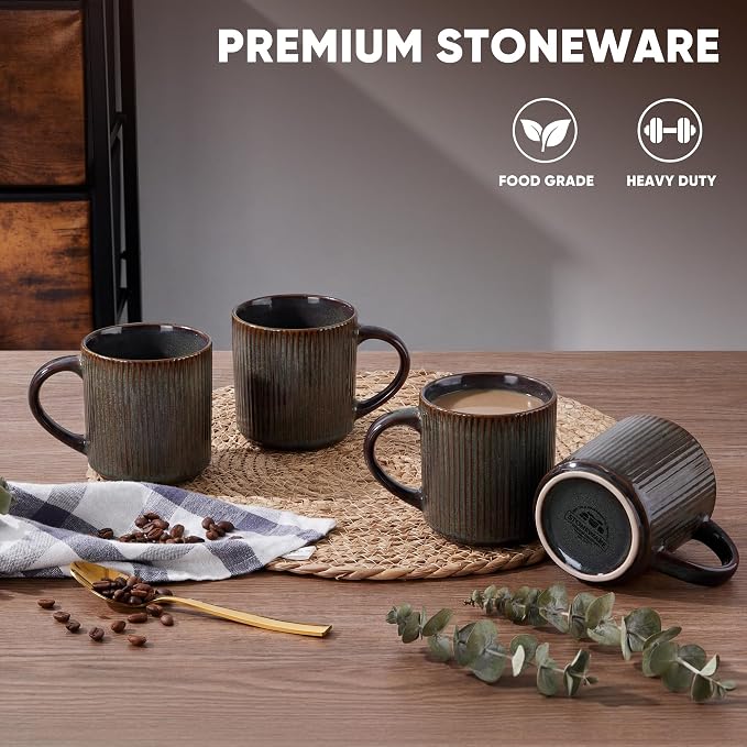 E-far Coffee Mugs Set of 4, 12 oz Stoneware Coffee Cups - Image 3