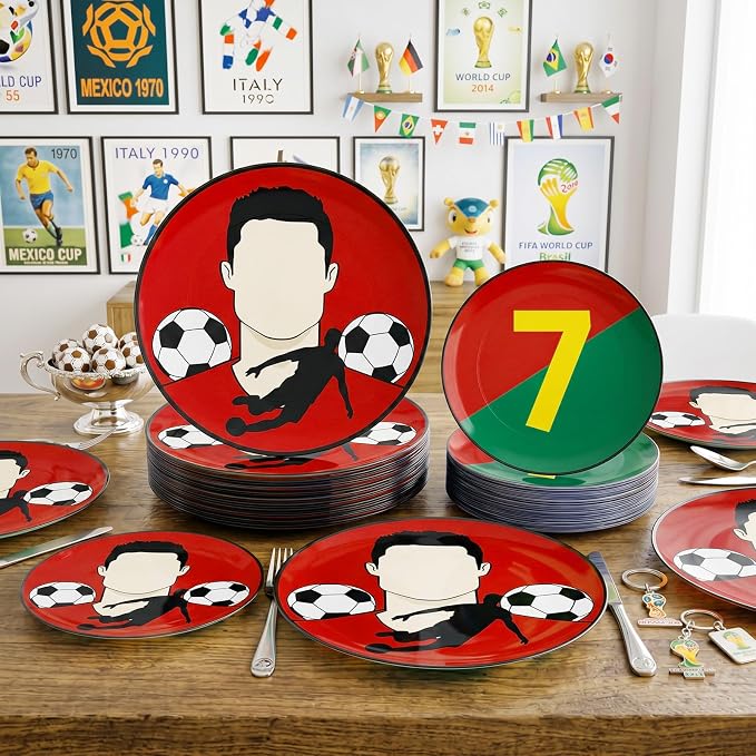 20 Pcs Red Plastic Soccer Plates, Disposable Plates - Image 9
