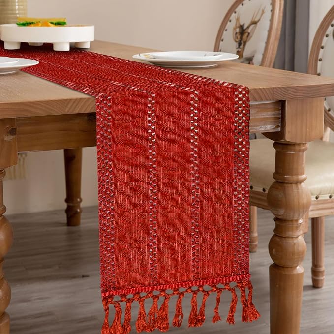Christmas Table Runner for Red Tassel Home Decor 108 Inches Long, Winter Xmas - Image 4