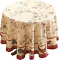 patdrea Designer Vintage Linen Small Round Tablecloth,Vintage Red Animals Pattern Floral Tablecloths,Decoration Table Cover for Kitchen Dining Christmas,Party,Thanksgiving,Diameter 55"-Townlife E