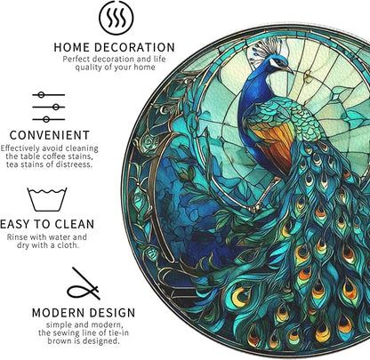 Insect Coasters Leather Round Drink Coasters 6 Pcs Set with Holderor for Cup Drink Coffee Table Bar Home Decor