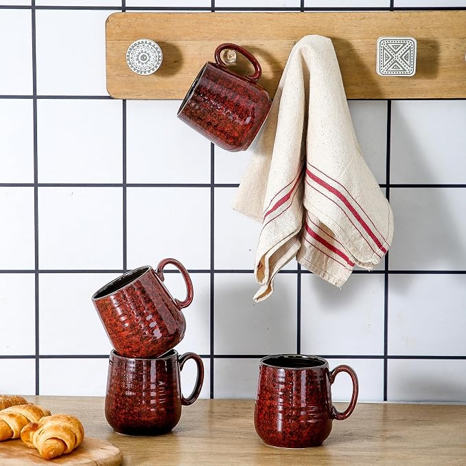 HASENSE Ceramic Coffee Mugs Set of 4, 8 oz Small Coffee Cups, Porcelain Mug - Image 7