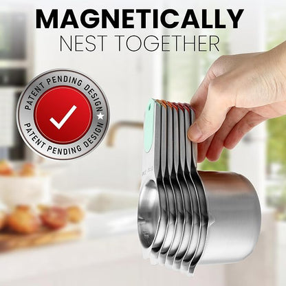 Spring Chef Magnetic Stainless Steel Measuring Cups Set of 7, Desert Sunset | - Image 4
