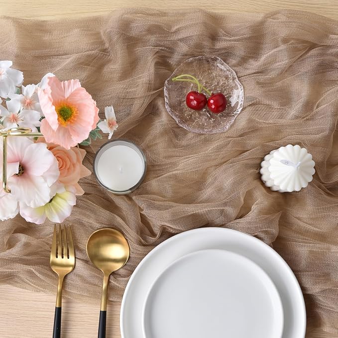 Coffee Cheesecloth Table Runner Cheese Cloth Wedding Birthday Party Decor | - Image 3