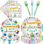 96 Pcs Housekeeping Week Party Supplies Kit 24 Plates 24 Dessert Plates 24 by EoBeCy
