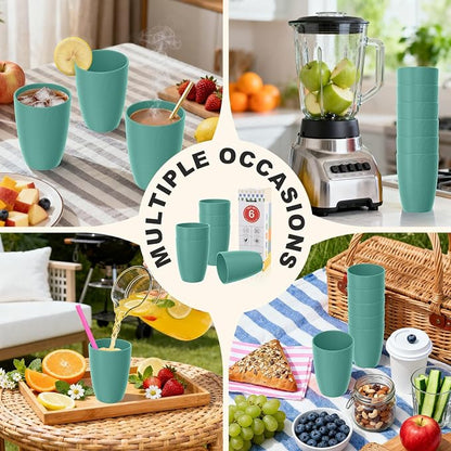 Reusable Wheat Straw Cups 6 PCS, Unbreakable 16 OZ Plastic Cup Alternative - Image 8