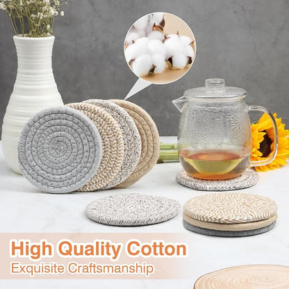 Large 4.8" Cotton Coasters for Drinks Set of 2 - Image 3