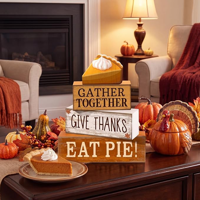 Moucuny 4 Pcs Fall Coffee Table Decor Fall Decoration - Image 3