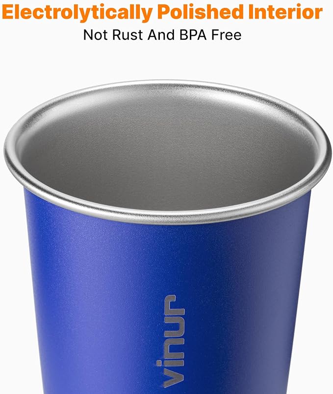 VINUR Stainless Steel Cups-20 oz Stackable Metal Drinking Glasses 8 Pcs | 20 oz - Image 4