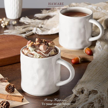 HaWare Coffee Mugs Set of 4, 14 Ounce, Speckled White | Stoneware Latte Mugs - Image 7