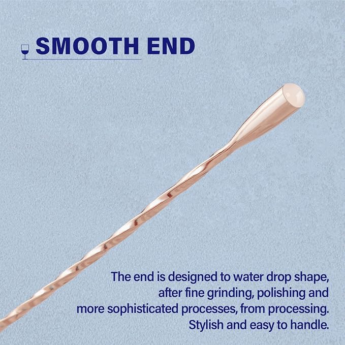 Bar Spoon Cocktail Mixing Stirrer, 12” Long Handle, Rose Gold | 18/8 Stainless - Image 5