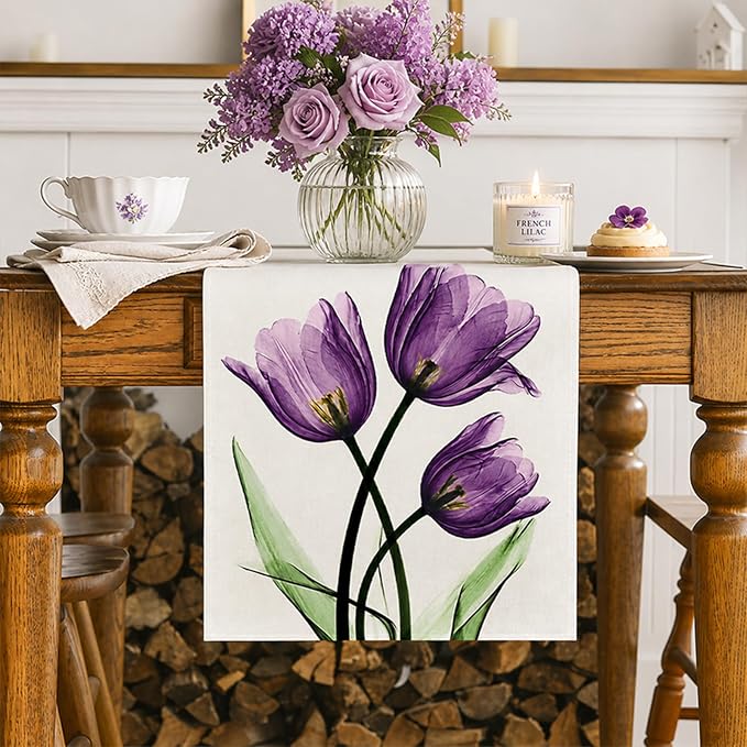 Floral Table Runner Mode Flowers Spring Summer Table Runner Seasonal Table - Image 2