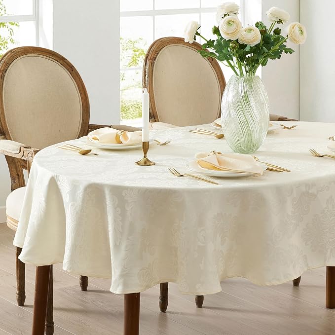 Newbridge Barcelona Luxury Damask Fabric Napkins, Antique White, 100% Polyester - Image 8