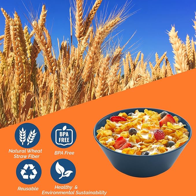 32 Ounce Cereal Bowls, Unbreakable Wheat Straw Fiber Bowl, Lightweight Kitchen - Image 3