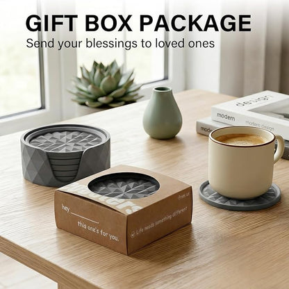 Silicone Drink Coasters Set of 6, Desk Cup Coaster | Prevents - Image 5