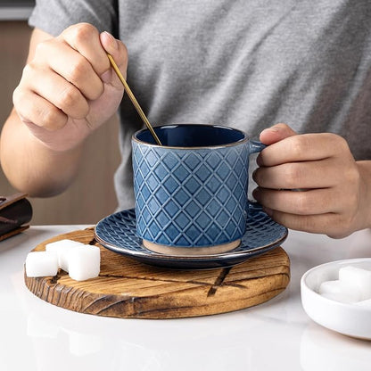 GBhome 6 OZ Stackable Coffee Mugs Set of 4, Ceramic Coffee Cups Set | 4 - Image 5