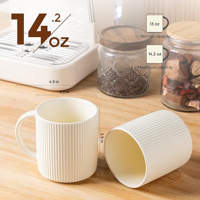 theterra Ceramic Coffee Mugs Set of 6, 14.2 oz Coffee Cups - Image 2