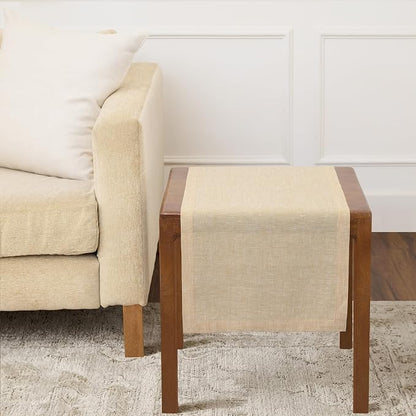 Solino Home 100% Pure Linen Table Runner Beige Woven, Athena 14 x 36 in | Table by SolinoHome