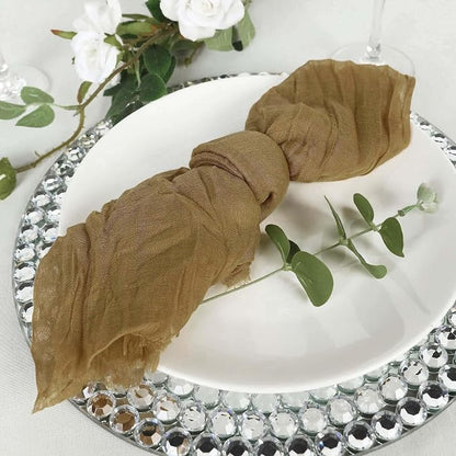 Efavormart 5 Pack 24"x19" Muted Gold Matte Gauze Cheesecloth Napkins, Soft - Image 2