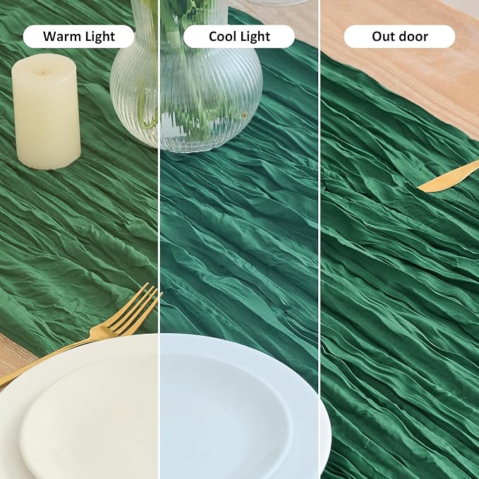 Asee'm 6pcs Emerald Green Cheesecloth Table Runner Christmas 10FT Rustic | Fall - Image 8