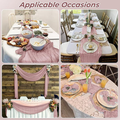 6 Pack Dusty Pink Cheesecloth Table Runner 20 x 120 Inch Gauze Table Runner - Image 7