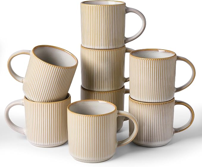 famiware Coffee Mug Set for 8, Star 12 oz Catering Mugs Cup Set by Famiware