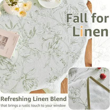 jinchan Green Floral Linen Square Table Cloth 50 x 50 Inch | Green botanical - Image 4