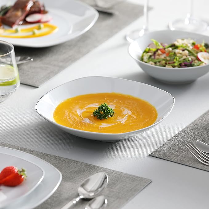 MALACASA Dinnerware Sets, 24 Piece Porcelain Square Dishes, Ceramic Dish Set - Image 6