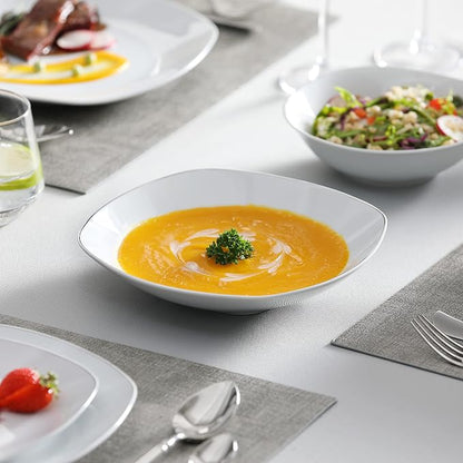 MALACASA Dinnerware Sets, 24 Piece Porcelain Square Dishes, Ceramic Dish Set - Image 6