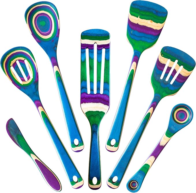 Baltique Mumbai Collection 7 Piece Cooking Utensil Set, Safe by TotallyBamboo
