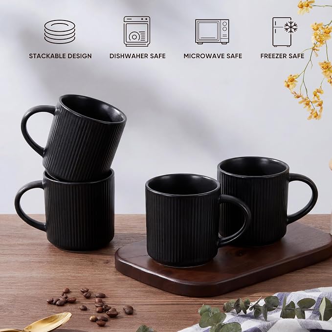 E-far 12 oz Coffee Mugs Set of 6, Stoneware Coffee Cups - Image 8