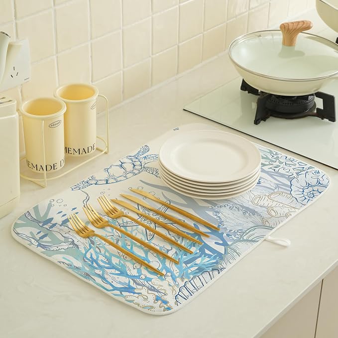 Nautical Coastal Dish Drying Mat - Image 2