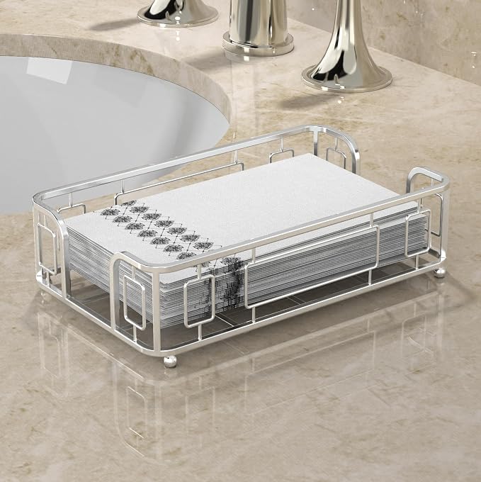 Guest Towel Holder Tray for Bathroom Countertop, Powder Room & Vanity Use - Image 3