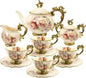 fanquare 15 Pieces British Porcelain Tea Set, Floral Vintage China Coffee Set by fanquare