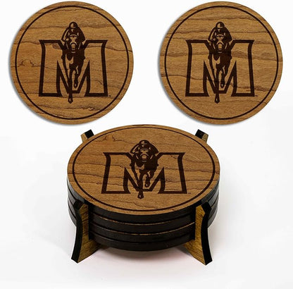 LazerEdge Murray State Racers Wooden Coaster Set - Cherry Wood - Officially Licensed Product - 4-Pack