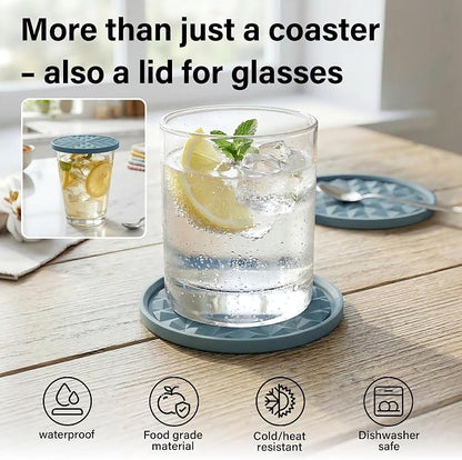 Silicone Drink Coasters Set of 6, Desk Cup Coaster | Prevents - Image 6