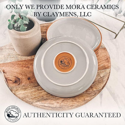 MORA Ceramic Plates Set, 7.8 in - Set of 6 - The Dessert, Salad, Appetizer, Small Dinner etc Plate. Microwave, Oven, and Dishwasher Safe, Scratch Resistant. Kitchen Porcelain Dish - Earl Grey