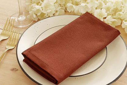 PurpleEssences Rust Set of 6 Cloth Dinner Napkins 100% Cotton 18x18 Inch - Soft Durable Washable - Ideal for Farmhouse Party Christmas Holiday Winter - Perfect Everyday Use Table Linen - Rust