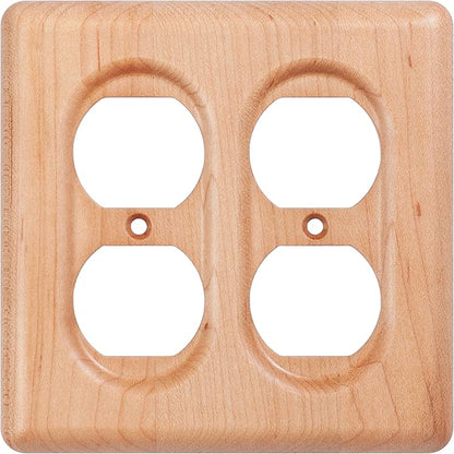 Maple Wood Double Outlet Cover Plate Wall Plates For Electrical Outlets With Durable Finish